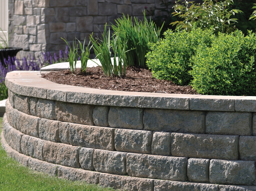 to show raised garden bed in retaining wall